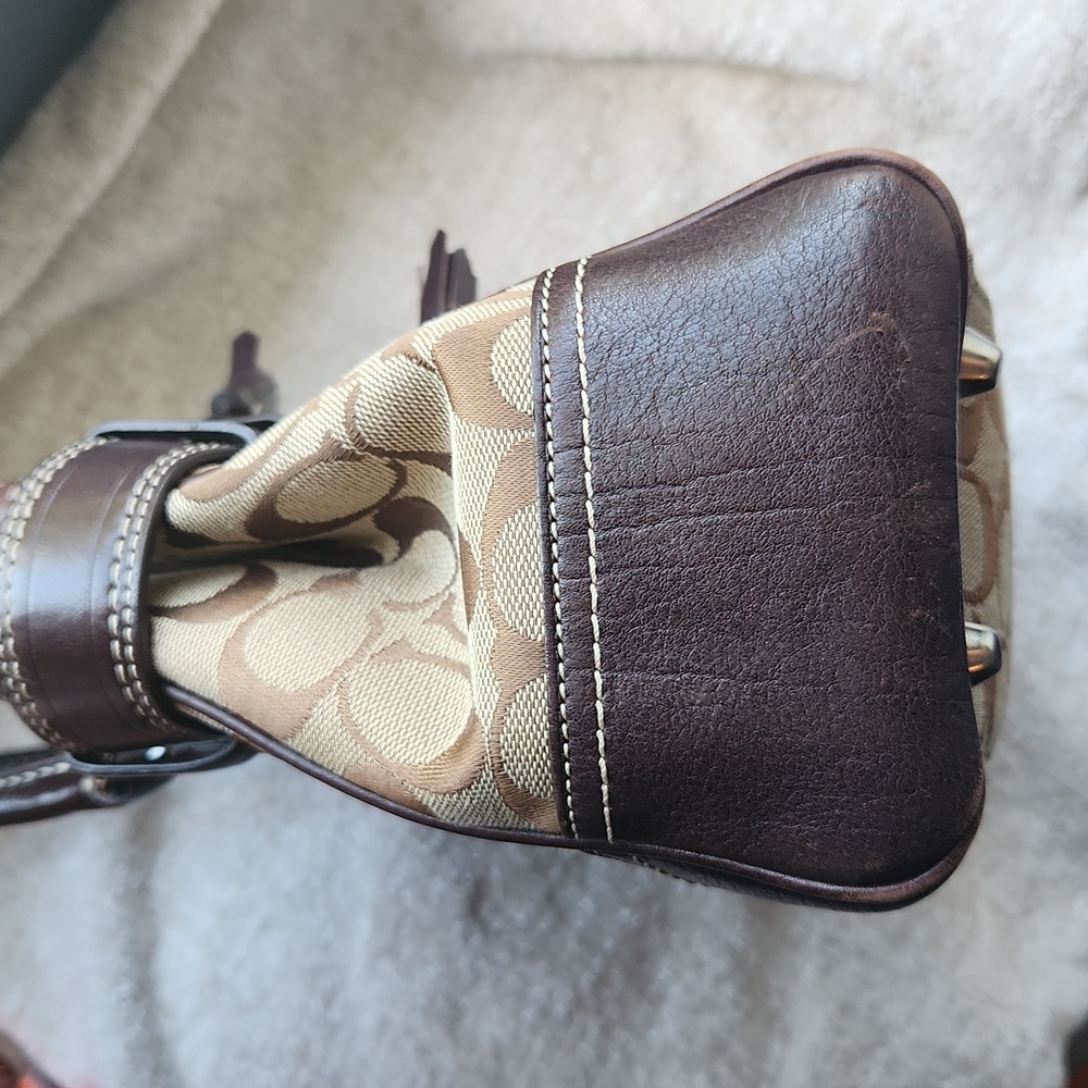 Coach Signature Hampton Canvas & Leather Shoulder Bag - Picture 5 of 16
